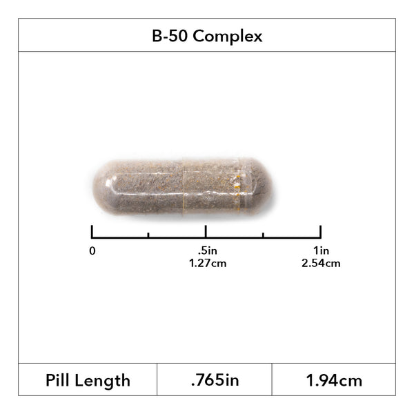 Image of NYBG Vitamin B-50 Complex Capsule showing .765 inches