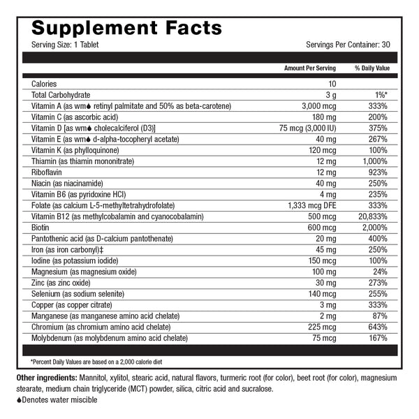 Image of NYBG Multivitamin with Iron Tropical Twist Supplement Facts