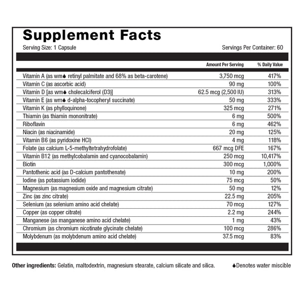 Image of NYBG Multi-ADEK Supplement Facts