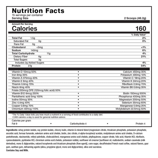 Image of NYBG Meal Replacement Caramel Latte Supplement Facts