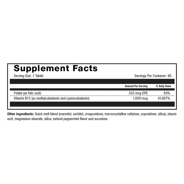 Image of NYBG Vitamin B12 Mint Nutrition Facts