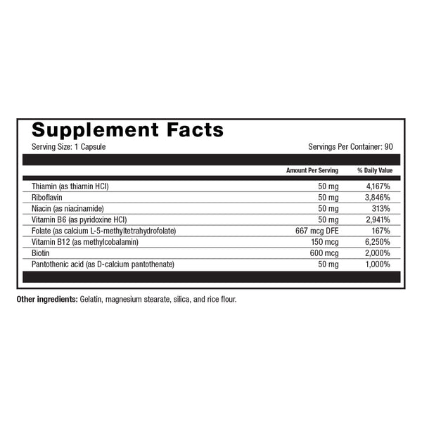 Image of NYBG Vitamin B-50 Complex Supplement Facts