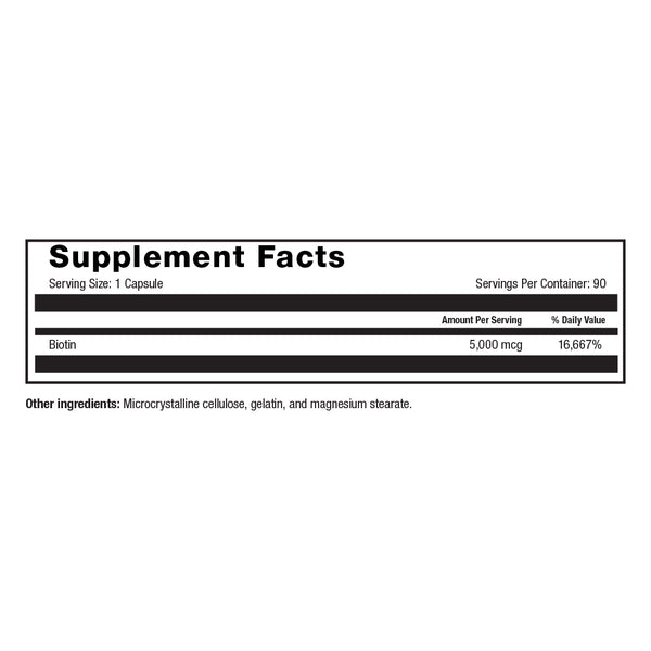 Image of NYBG Biotin Supplement Facts